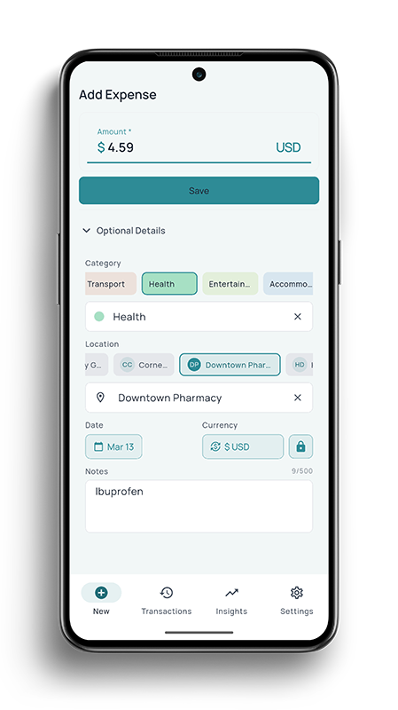 Enough Spent app screenshot showing expense entry